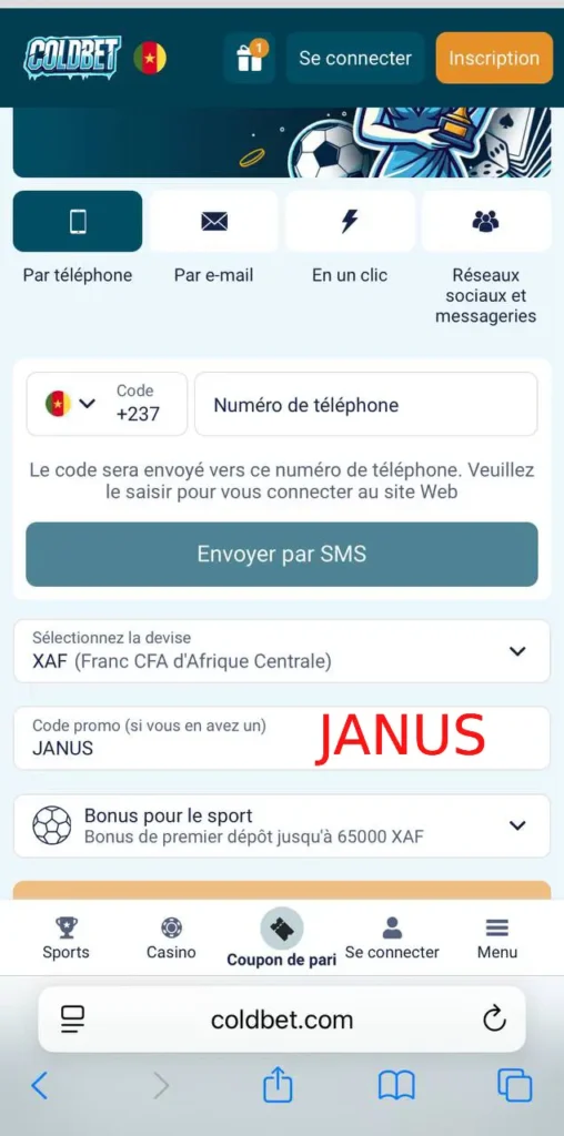 lors de votre inscription sur coldbet utiliser le promo coldbet JANUS ET RECEVEZ DES BONUS EXCLUSIFS
